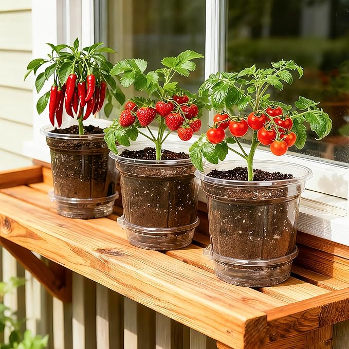 12 Pack 6.5 Inch Clear Self Watering Plant Pots - Image 7