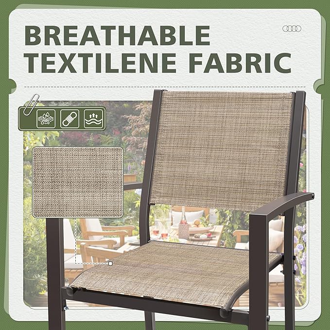 Flamaker Patio Chairs Textilene Outdoor Chairs Set of 6 Stackable Dining Chair - Image 5