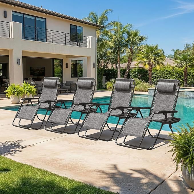 Homall Zero Gravity Chair Patio Folding Lawn Outdoor Lounge Reclining Chair - Image 5
