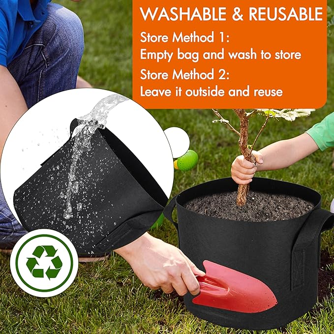 Gardzen 10-Pack 20 Gallon Grow Bags, Aeration Fabric Pots - Image 7