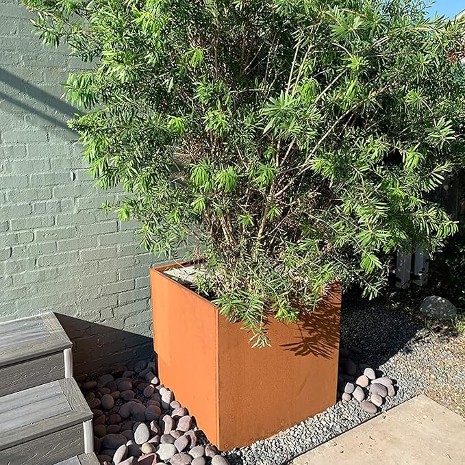 Corten Steel Planter Box Outdoor Planter Metal Square 20 Inch Large Steel - Image 4