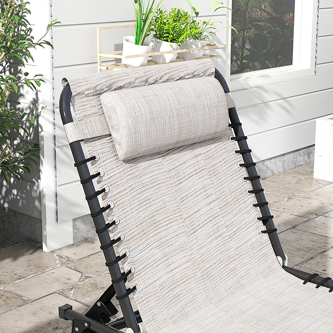 Outsunny Folding Chaise Lounge Chair Set of 2, Patio Sun Tanning Chair - Image 8