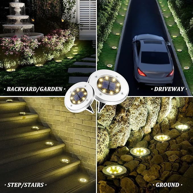 SOLPEX Solar Lights Outdoor Waterproof, 8 Pack Solar Ground Lights, Solar - Image 2