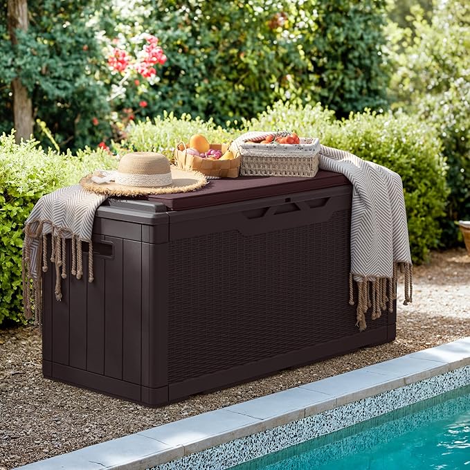 Greesum 100 Gallon Resin Deck Box Large Outdoor Storage - Image 3