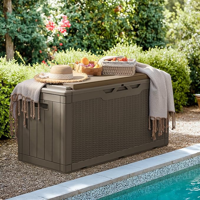 Greesum 100 Gallon Resin Deck Box Large Outdoor Storage - Image 3