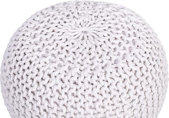BIRDROCK HOME Round Pouf Ottoman | Cotton Braided Foot Stool - Image 6