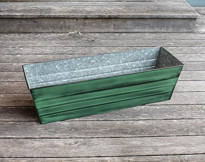 Achla Designs Galvanized Window Flower Box Planter-Green-Large - Image 7