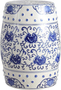 JONATHAN Y TBL1000A Lotus Flower 17.8" Chinoiserie Ceramic Drum Indoor/Outdoor by JONATHANY