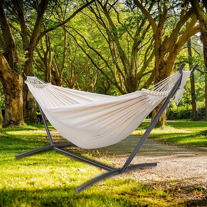 SZHLUX Double Hammock with Stand Included 450lb Capacity Steel Stand, Premium - Image 6