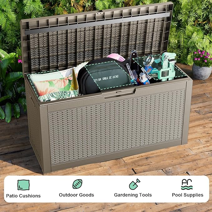 DRATO 60 Gallon Deck Box, Waterproof Resin Large Outdoor Storgae Box - Image 4