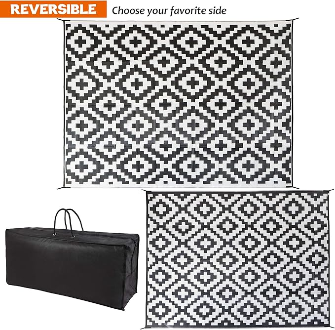 SAND MINE Waterproof Outdoor Rug 9x12 ft, Plastic Reversible Rug, Modern Area - Image 3