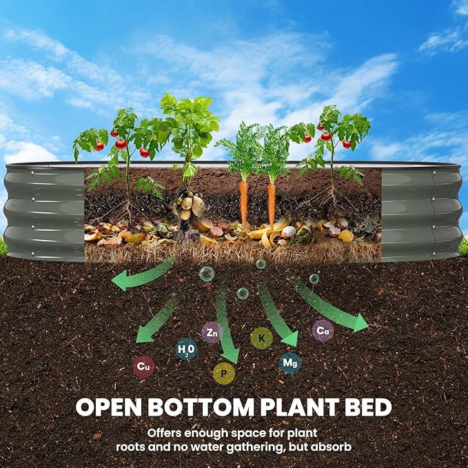 Galvanized Raised Garden Bed 6x3x1 FT, Oval Metal Raised Garden Bed Outdoor - Image 2