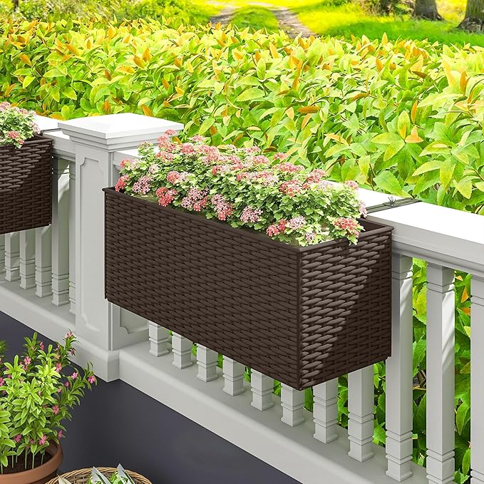 Outsunny Railing Planter Box, Hanging Flower Pots - Image 8