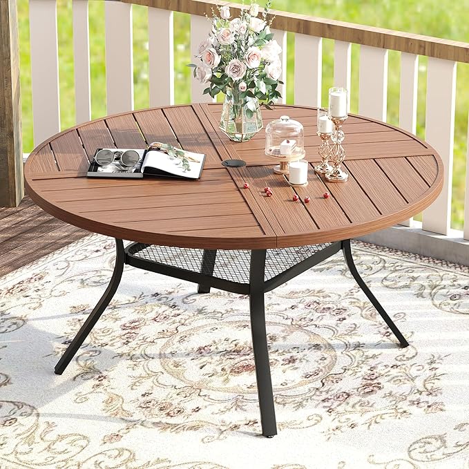 VICLLAX Round Patio Table with Adjustable Umbrella Hole - Image 2
