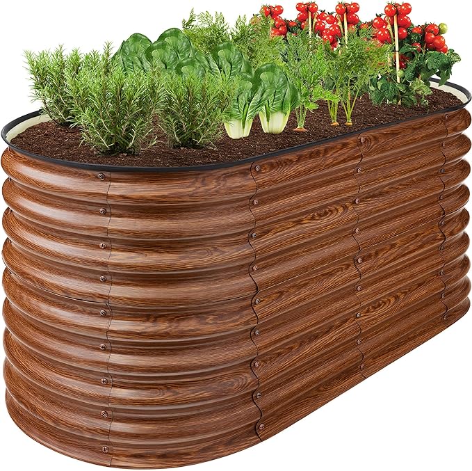 Best Choice Products 4x2x2ft Outdoor Metal Raised Garden Bed, Oval Deep Root by BestChoiceProducts