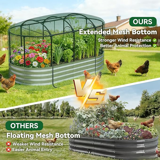 Raised Garden Bed with Self-Watering System, Oval Galvanized Raised Beds - Image 3