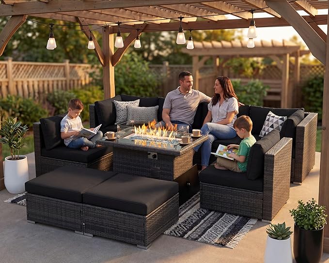 NICESOUL Large Size 9 Piece Patio Conversation Set - Image 3