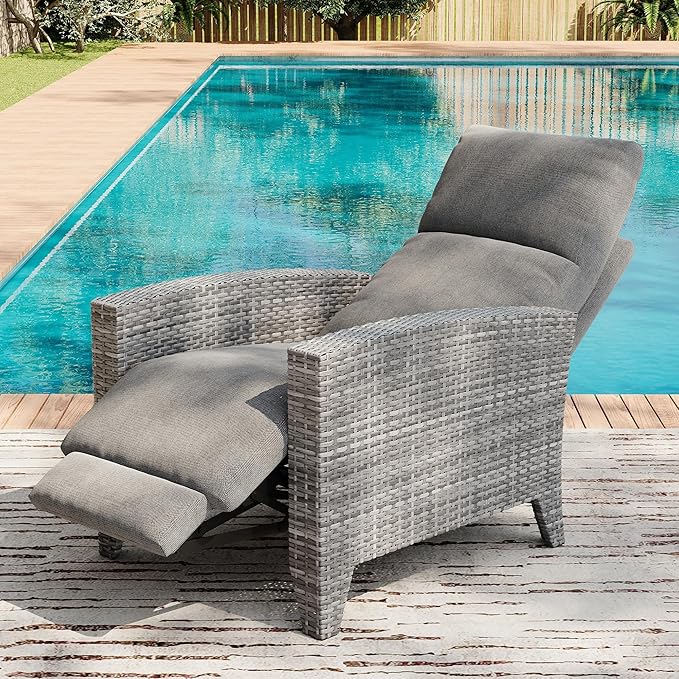 IDEALHOUSE Wicker Outdoor Recliner Reclining Patio Chairs - Image 4