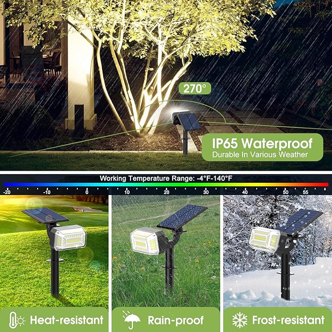 102 LED Solar Spot Lights Outdoor Waterproof IP65, Adjustable Landscape - Image 5