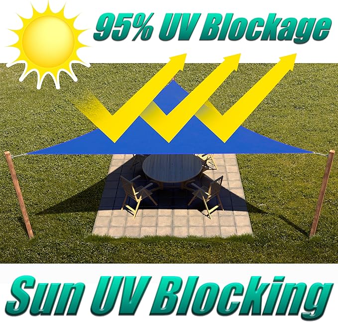 Amgo Custom Size 6' x 9' x 10.8' Blue Right Triangle Sun Shade Sail Order to - Image 7