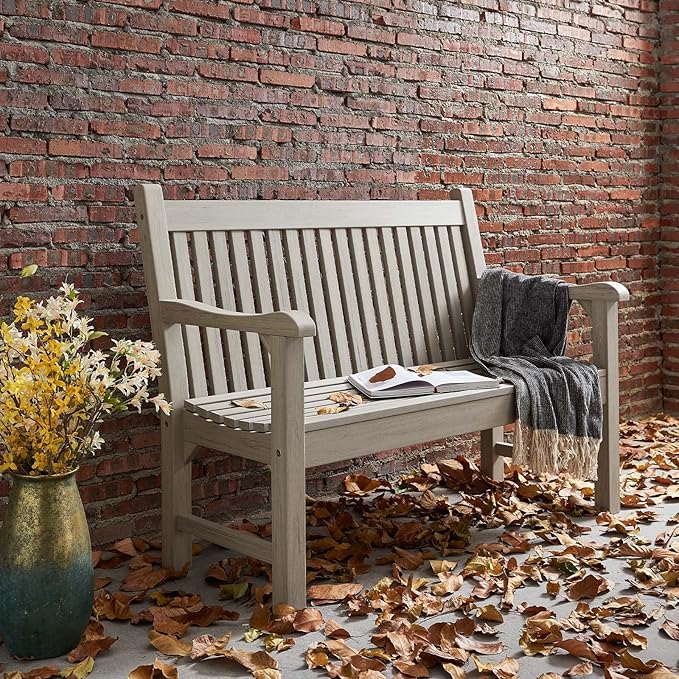 Psilvam Garden Bench, 2-Person Poly Lumber Patio Bench, All-Weather Outdoor - Image 7