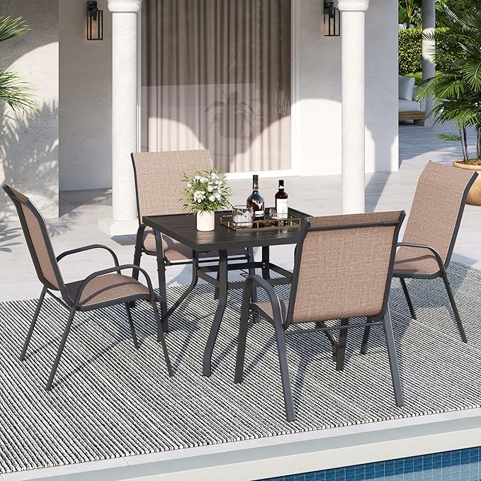 Patio Dining Chairs Set of 4, Stackable Dining Chairs High Back, Breathable - Image 2