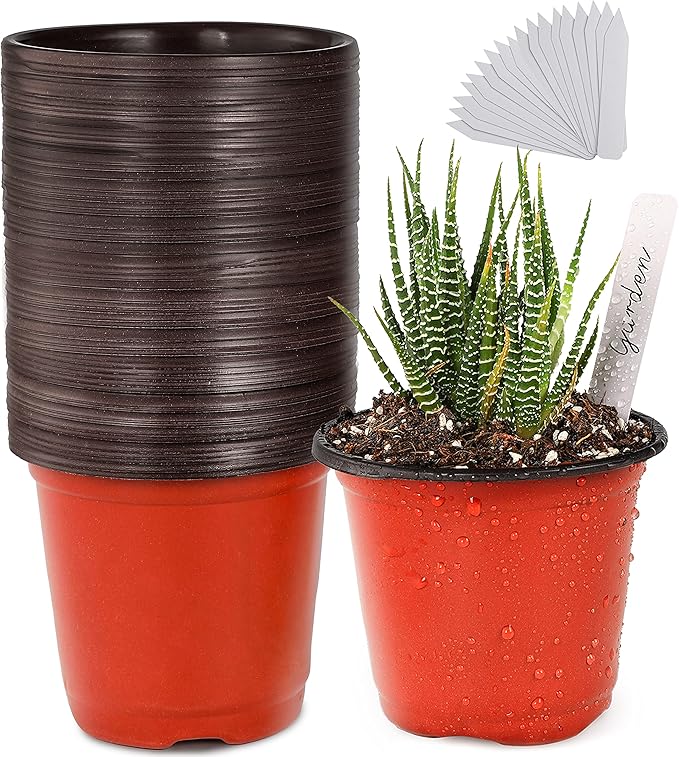 TDHDIKE Plastic Planter Nursery Pots 4" Small Seedlings Flower Pots Container by TDHDIKE