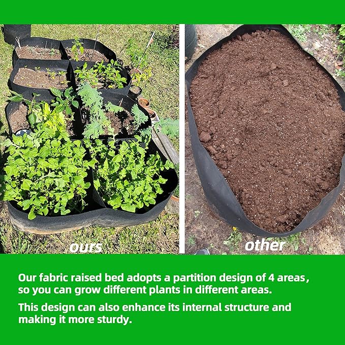 CJGQ Fabric Raised Garden Beds Outdoor, 2X2 Ft 4 Grids Plant Grow Bags - Image 2