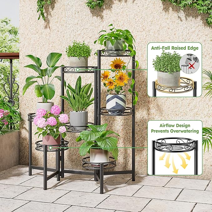 7 Tier Large Metal Plant Stand Indoor Outdoor - Image 4