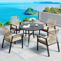 5 Pieces Patio Dining Set, 4 x Woven Rattan Chairs by SUNSHINEVALLEY