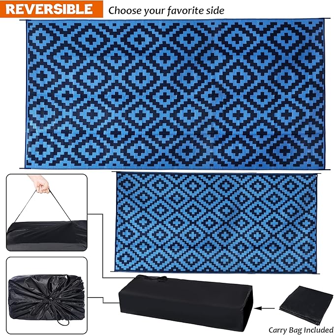 SAND MINE Waterproof Outdoor Rug 9x18 ft, Plastic Reversible Rug, Modern Area - Image 3