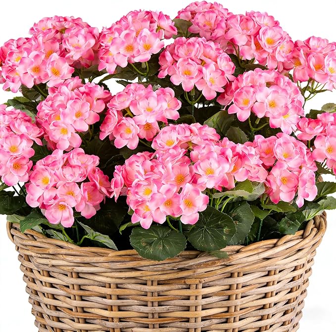 Artificial Geraniums Flowers for Outdoors, 6 Bundles Realistic Silk Fake - Image 3