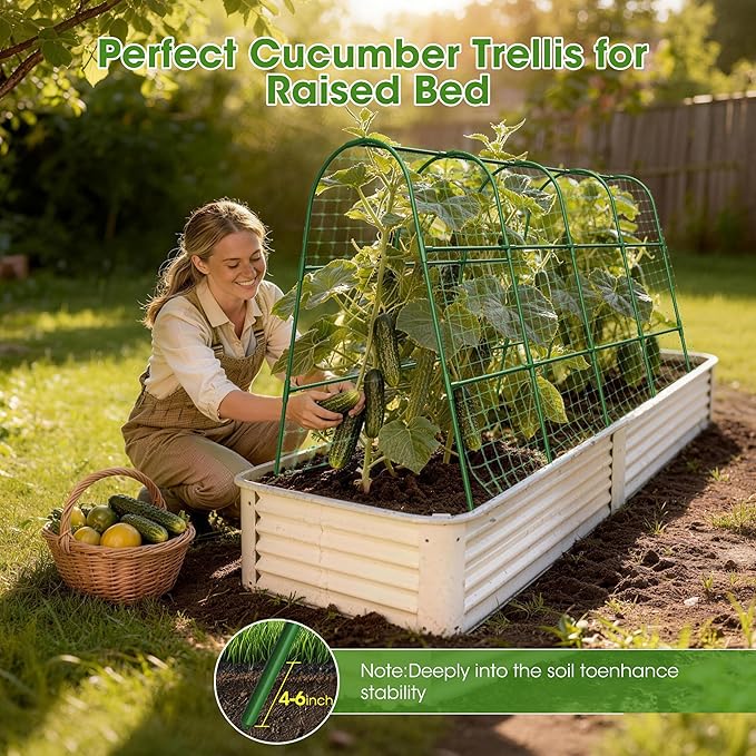 Cucumber Trellis for Raised Bed, U-Shape Garden Trellis for Climbing Plants - Image 3