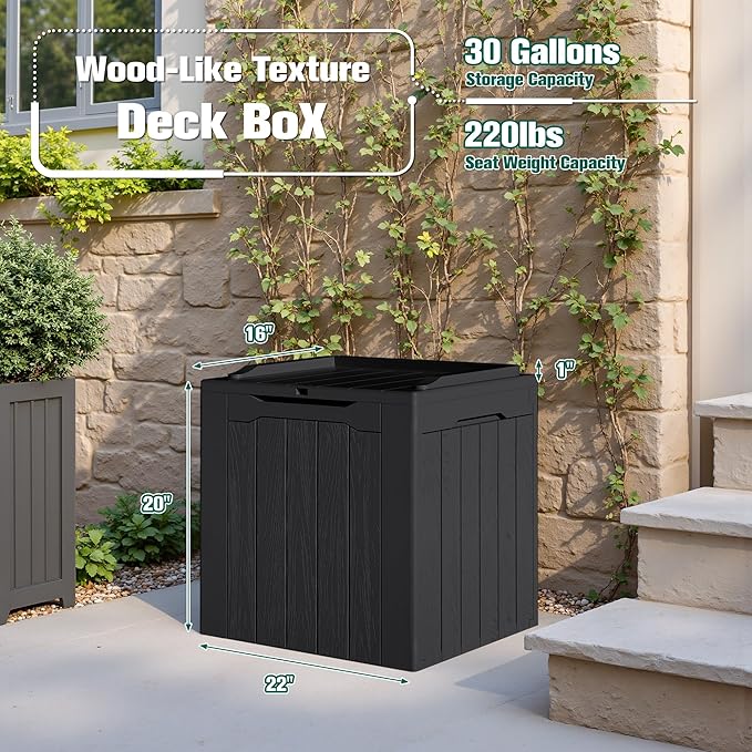 Devoko 30 Gallon Resin Deck Box 2 Pack Outdoor Indoor Waterproof Storage Box - Image 7