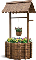 UDPATIO Wishing Wells for Outside, Wooden Wishing Well Planter for Yard by UDPATIO