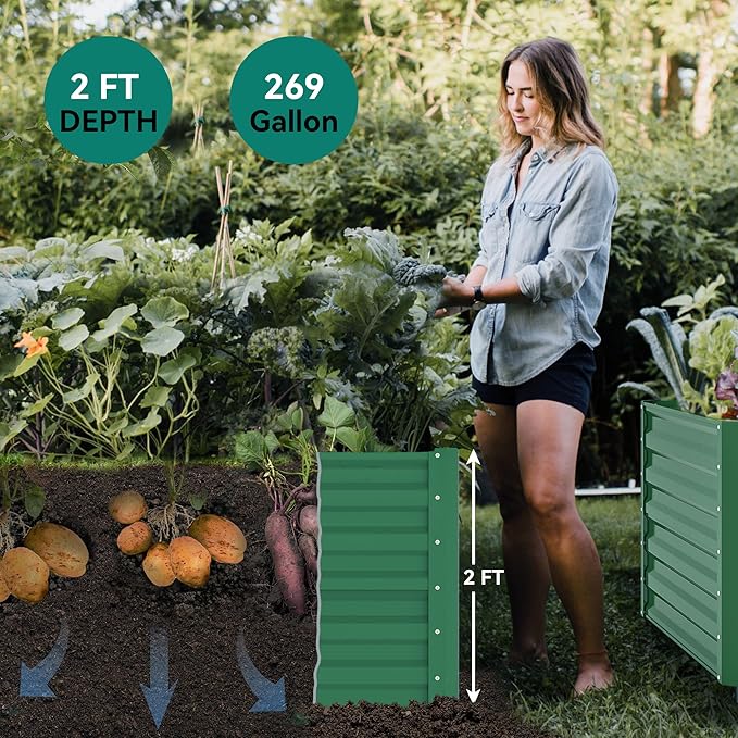 YITAHOME 6x3x2ft Outdoor Raised Garden Bed Kit, Large Metal Patio Planter Box - Image 5