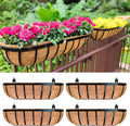 LaLaGreen Railing Planter Box Black Metal Rectangular Hanging Planters by L%C3%A1L%C3%A1Green