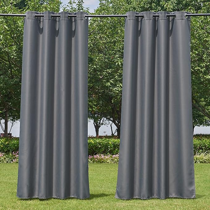 NICETOWN Outdoor Curtains for Patio Waterproof Extra Wide 2 Panels, Rustproof by NICETOWN
