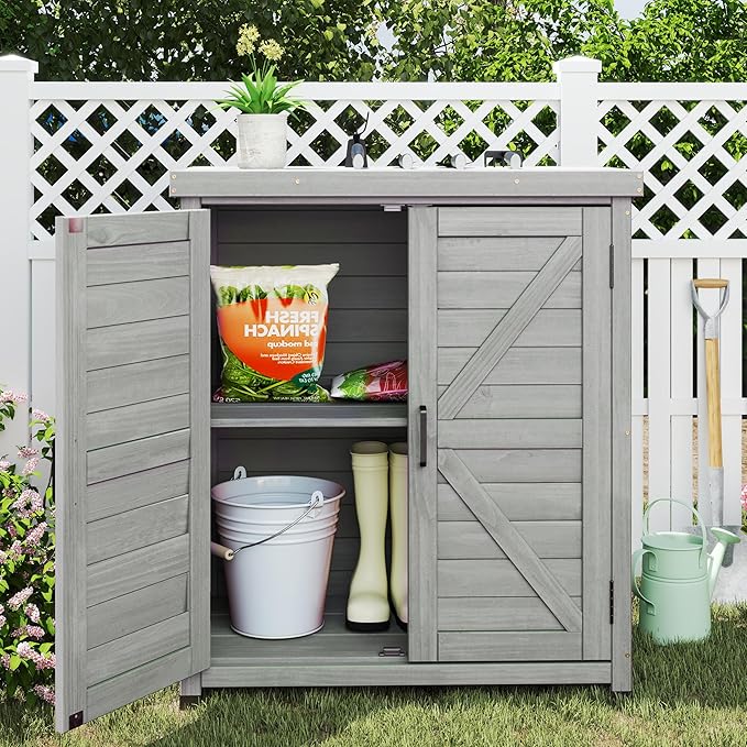 Outdoor Storage Cabinet & Potting Bench Table - Image 2