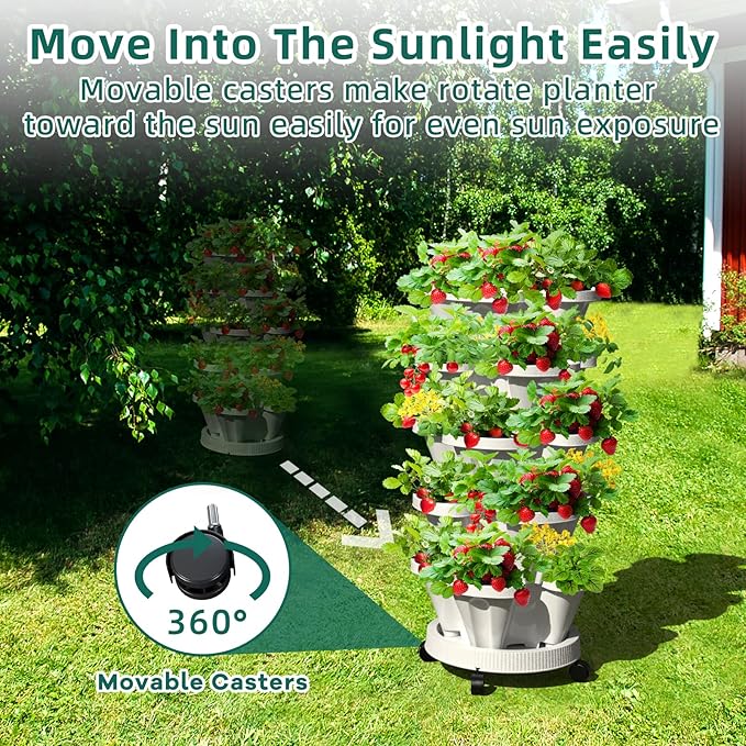 Strawberry Vertical Planter 2 Pack, 7 Tiered Stacking Garden Tower, Stackable - Image 6