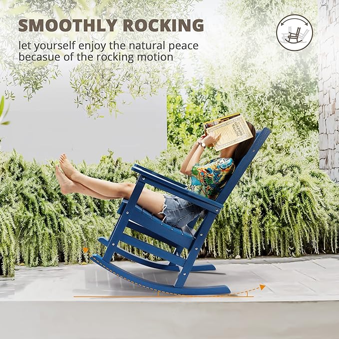 LUE BONA Outdoor Rocking Chairs Set, HDPS Poly Porch Rockers - Image 8