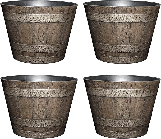 Classic Home and Garden Whiskey Plastic Resin Flower Pot Barrel Planter by ClassicHomeandGarden