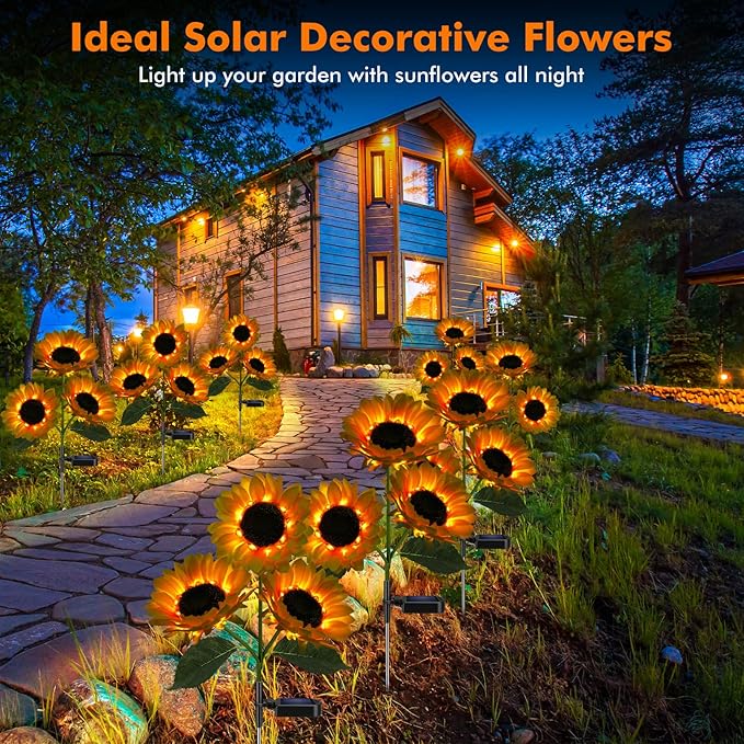 Solar Sunflower Lights, 800mA Solar Garden Light - Image 3