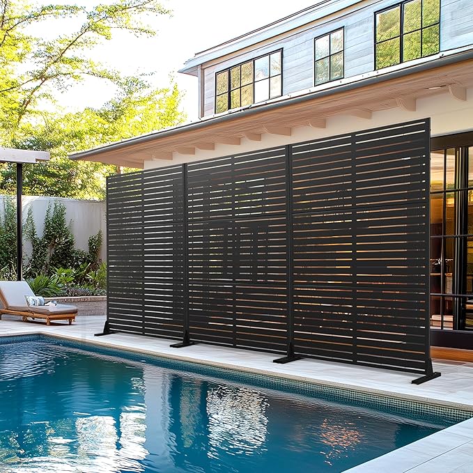 Metal Privacy Screen with Stand 72" H×47" W Outdoor Freestanding Privacy Screen - Image 7