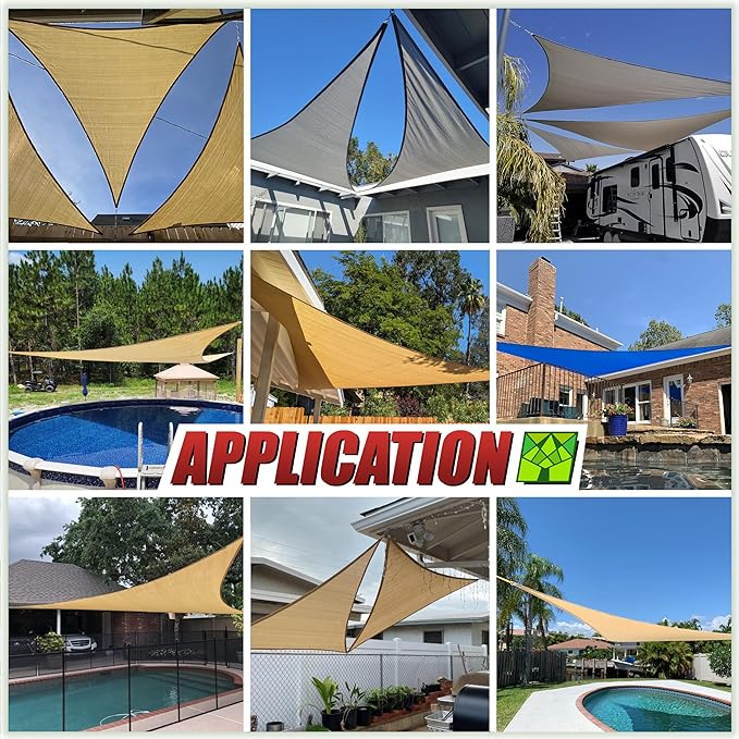 Colourtree 16' x 16' x 22' Beige Sun Shade Sail Right Triangle Canopy - Image 3