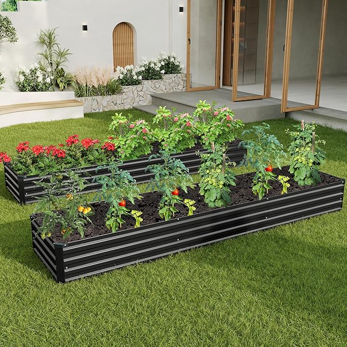 12×2×1FT Galvanized Raised Garden Bed Kit, Metal Planter Boxes, Large Outdoor - Image 5