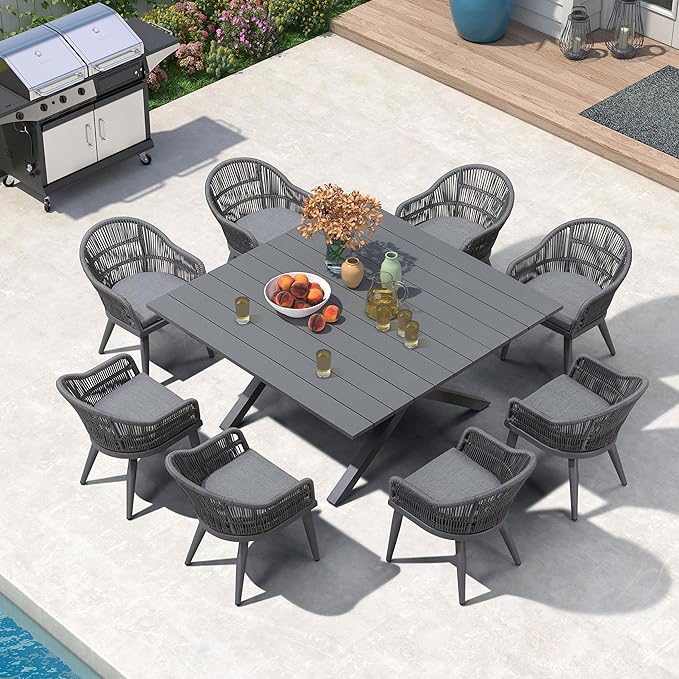 PURPLE LEAF 9 Pieces Patio Dining Set by PURPLELEAF