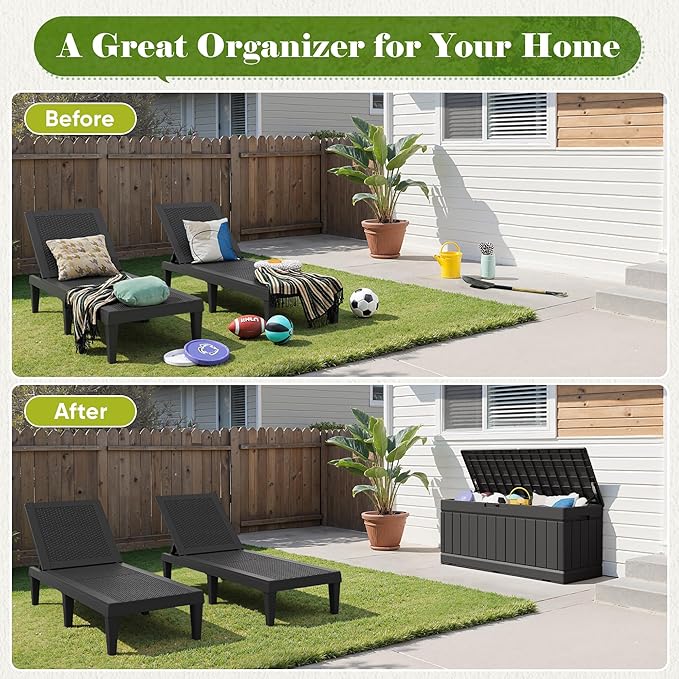 Flamaker Outdoor Storage Box 80 Gallon Resin Waterproof Deck Box Delivery Box - Image 6
