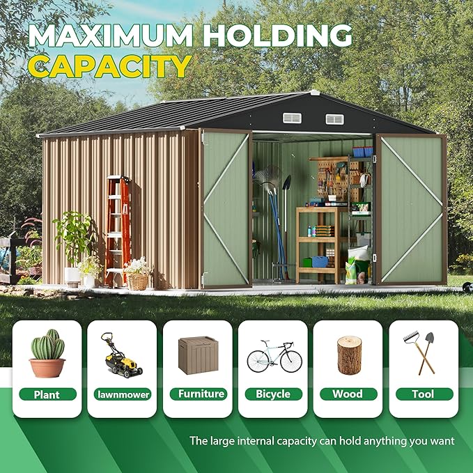 Devoko 10 x 10 FT Outdoor Storage Shed, Metal Garden Sheds & Outdoor Storage - Image 5