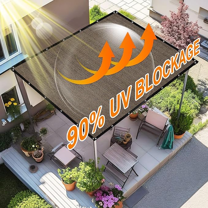 Artpuch 90% Sun Shade Cloth, 10 x 16 FT Pergola Shade Cover Canopy - Image 3